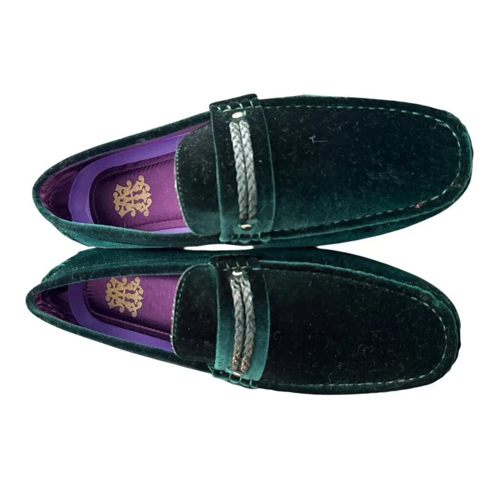 Royal Shoes Green Velvet Loafers Moccasins Men’s Size 11 Shoes New